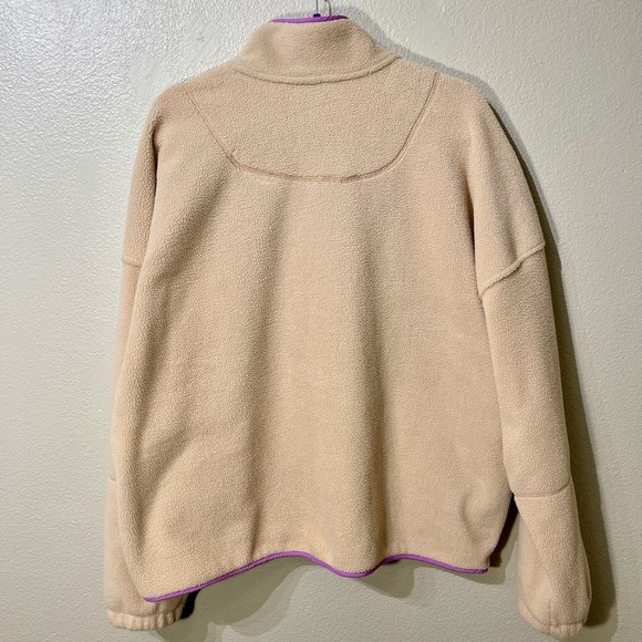 Wild Fable Fleece Jacket Oversized Tan With Purple Women's Size XL - Picture 2 of 8